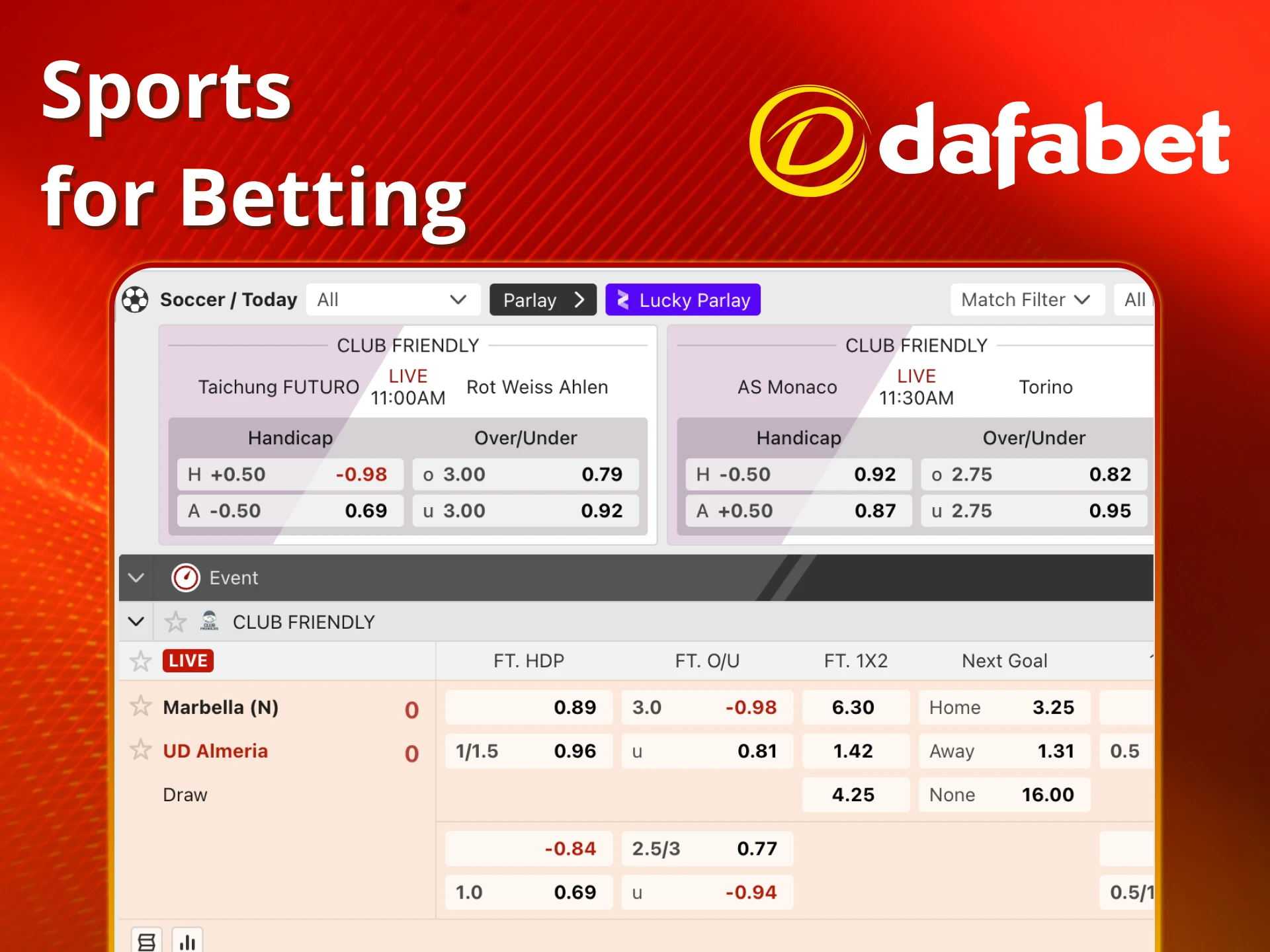 All top sports live at Dafabet.