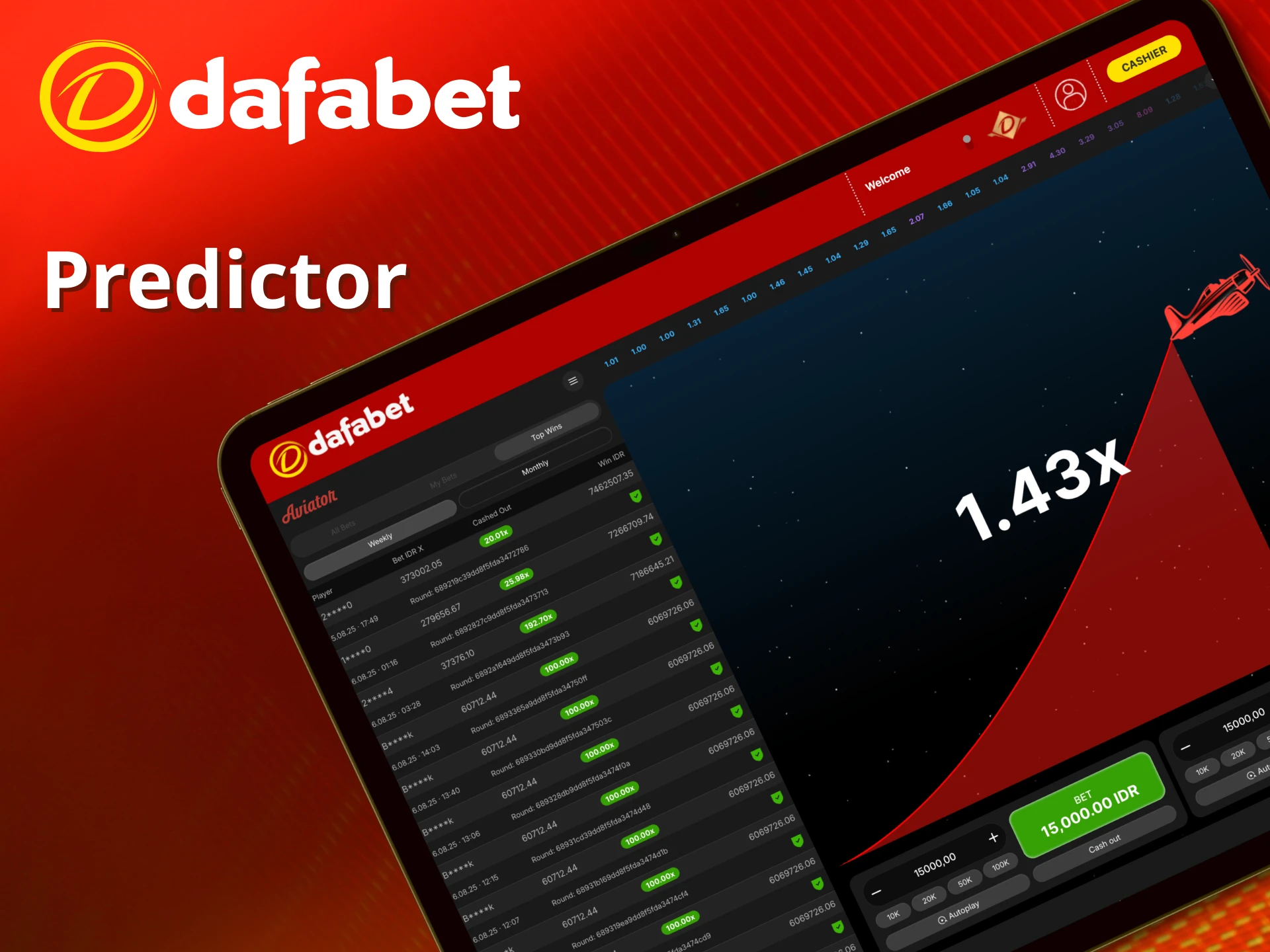 Use predictor feature at Dafabet Aviator.