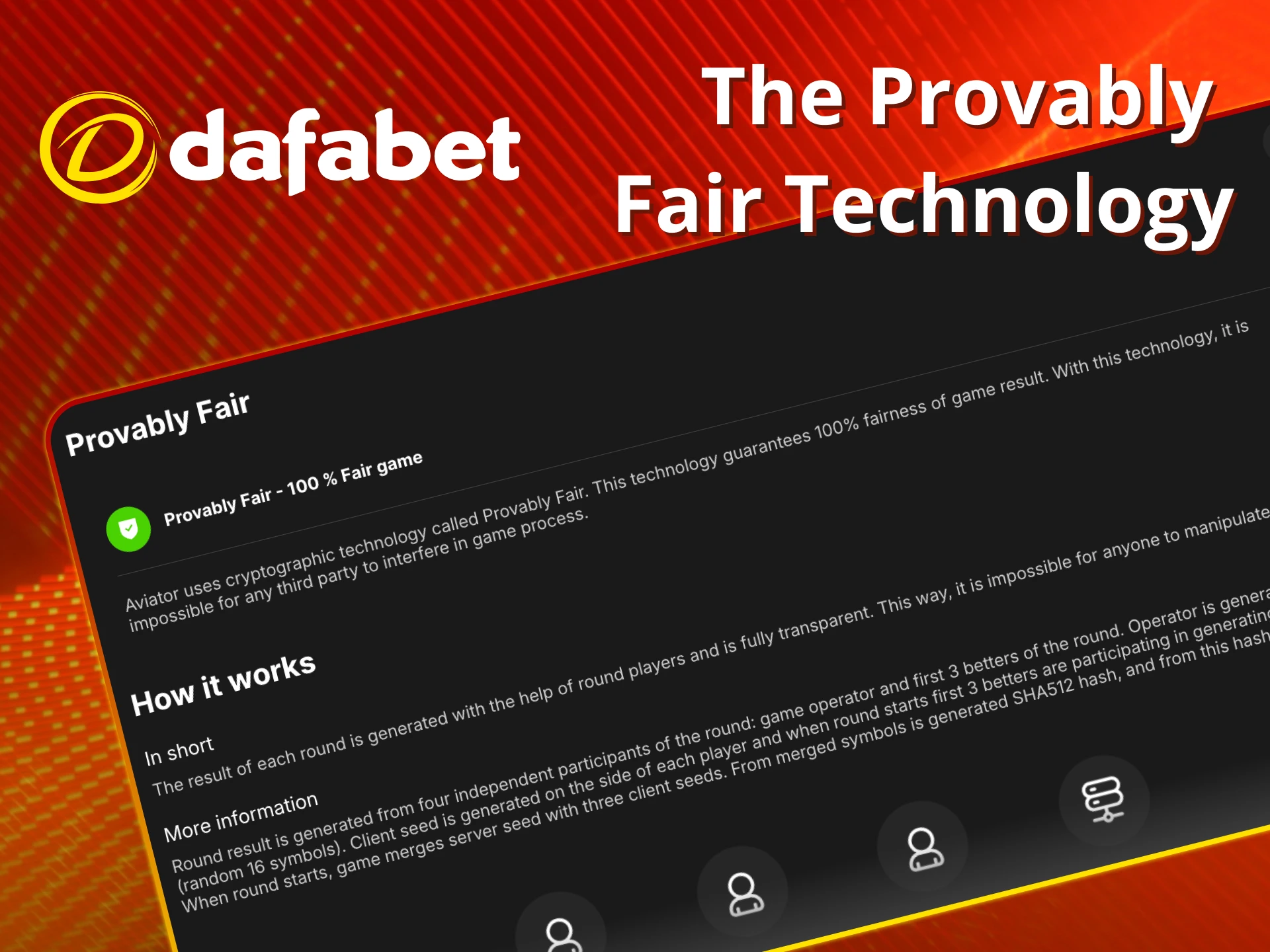 Experience fair tech with Dafabet Aviator.