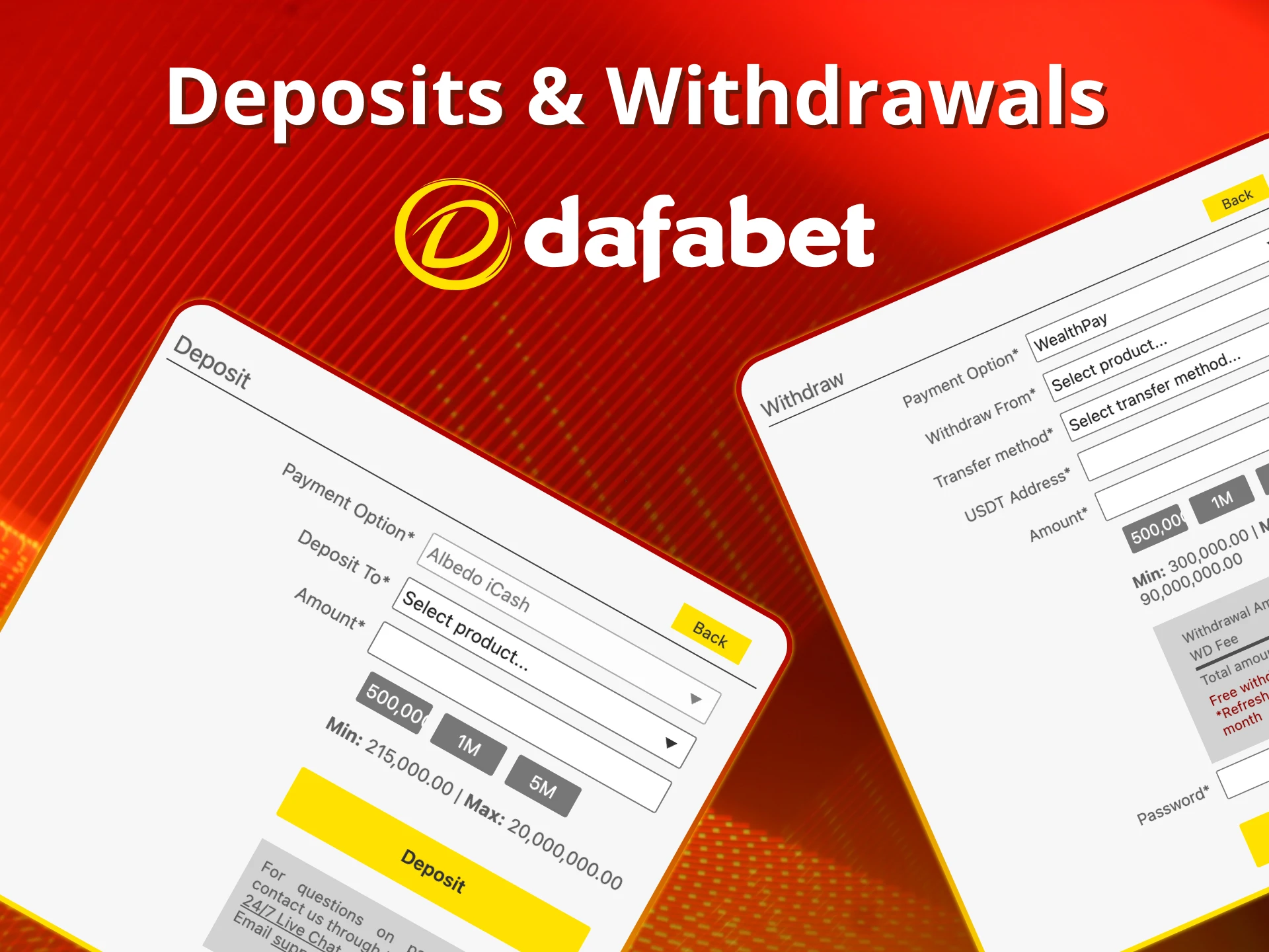 Easy poker deposits and withdrawals at Dafabet.