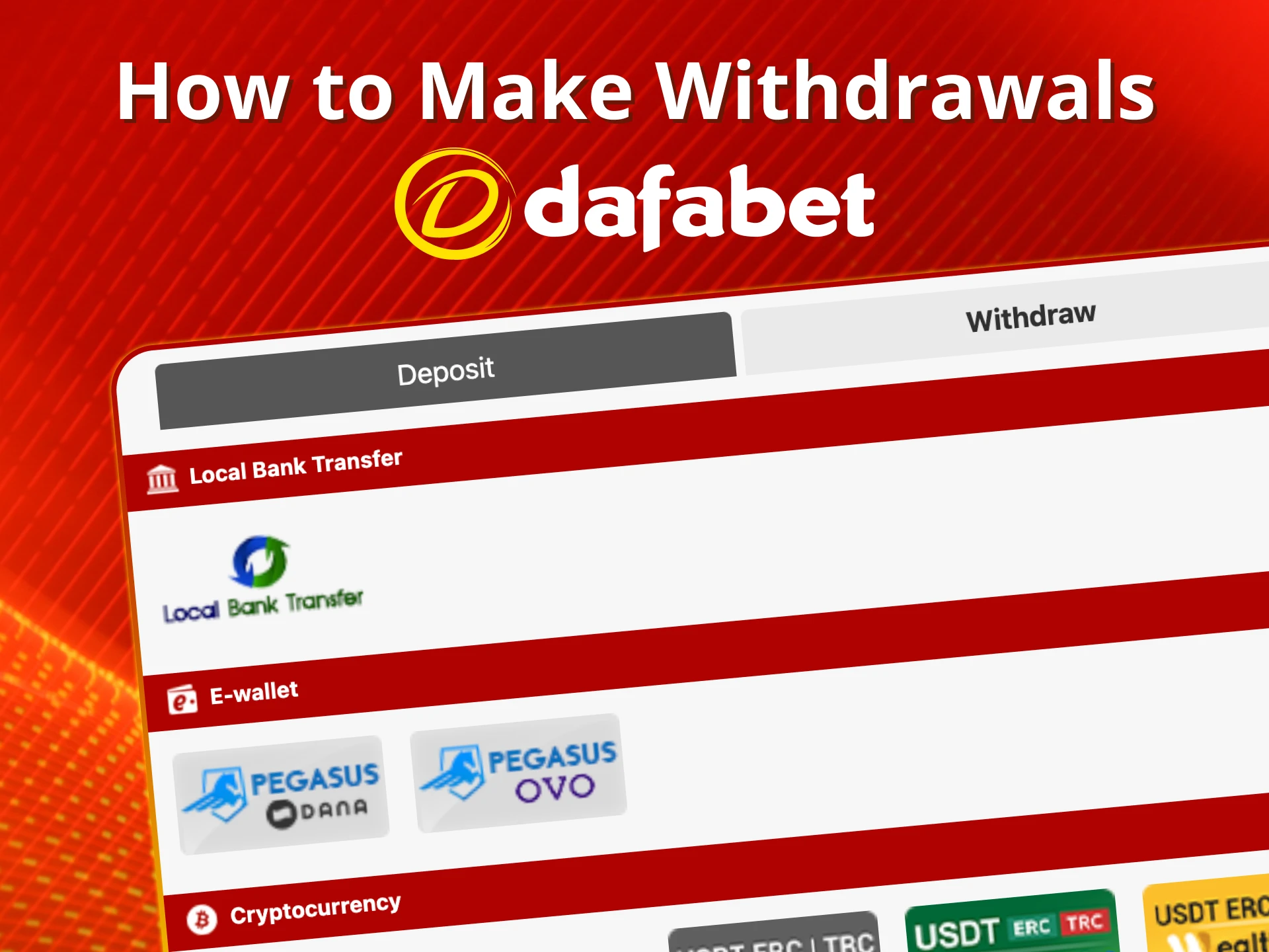 Make withdrawals easily at Dafabet.