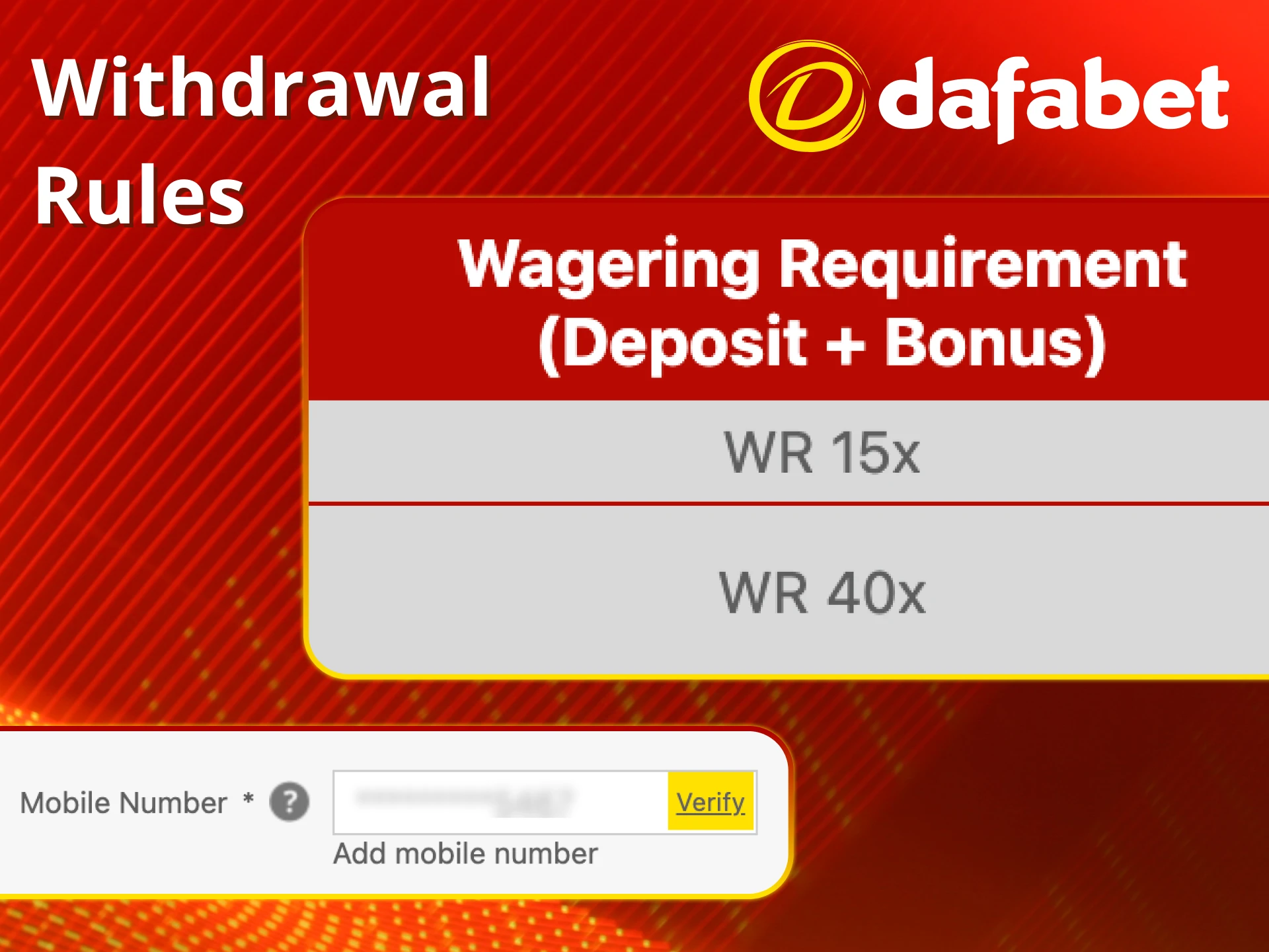 Understand withdrawal rules via Dafabet.